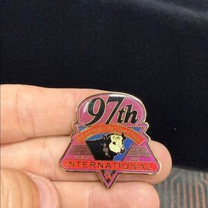 Vintage 2003 97th International Rodeo Pin with Red and Gold Accents